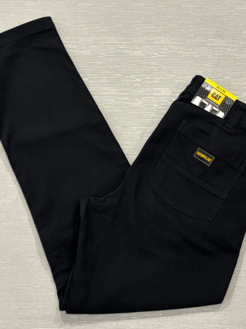 CAT Caterpillar Utility Work Pants Mens 32 x 34 Black Flex Waistband Cell Pocket